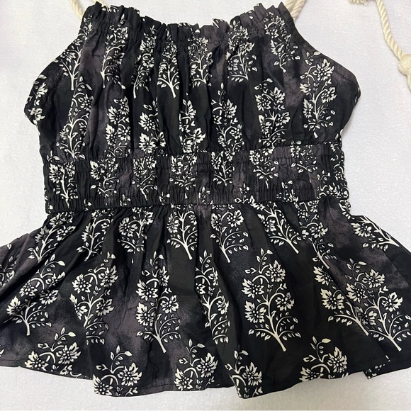 Anthropologie moon river floral shoulder rope tie smocked tank boho - Picture 5 of 8